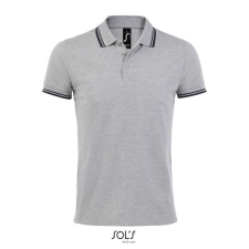 SOL'S PASADENA férfi galléros póló kontrasztos csíkokkal SO00577, Grey/Navy-L férfi póló