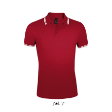 SOL'S PASADENA férfi galléros póló kontrasztos csíkokkal SO00577, Red/White-L