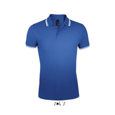 SOL'S PASADENA férfi galléros póló kontrasztos csíkokkal SO00577, Royal Blue/White-XL
