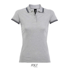 SOL'S PASADENA Női galléros póló kontrasztos csíkokkal SO00578, Grey/Navy-2XL női póló