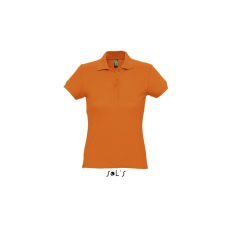 SOL&#039;S PASSION négy gombos rövid ujjú Női galléros pamut póló SO11338, Orange-L női póló