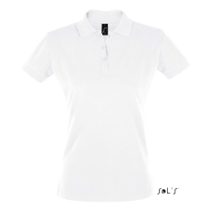 SOL'S PERFECT három gombos Női rövid ujjú galléros piké pamut póló SO11347, White-XL