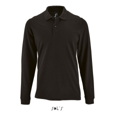 SOL'S PERFECT hosszú ujjú férfi galléros piké póló SO02087, Black-M