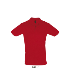 SOL'S PERFECT két gombos férfi rövid ujjú galléros piké pamut póló SO11346, Red-M