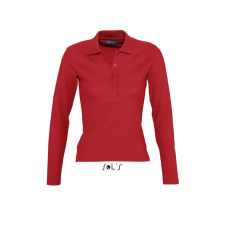 SOL'S PODIUM hosszú ujjú Női galléros pamut póló SO11317, Red-XL női póló