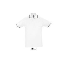 SOL'S PRACTICE rövid ujjú kontrasztcsíkos férfi galléros piké pamut póló SO11365, White/Navy-L