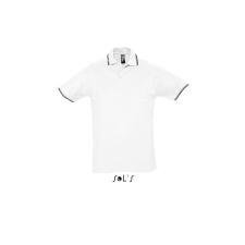 SOL&#039;S PRACTICE rövid ujjú kontrasztcsíkos férfi galléros piké pamut póló SO11365, White/Navy-S férfi póló