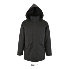 SOL&#039;S ROBYN steppelt bélésű unisex kabát, gallérba rejthető kapucnival SO02109, Black-3XL férfi kabát, dzseki
