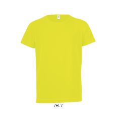 SOL'S SPORTY raglán ujjú kereknyakú gyerek sportpóló SO01166, Neon Yellow-6A