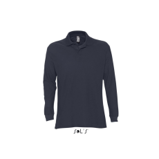 SOL'S STAR hosszú ujjú férfi galléros pamut póló SO11328, Navy-XL