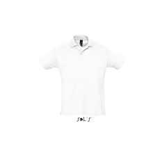 SOL'S SUMMER II rövid ujjú férfi galléros piké pamut póló SO11342, White-XL