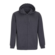 SOL'S uniex kapucnis cipzáras pulóver SO03812, Charcoal Melange-2XL férfi pulóver, kardigán