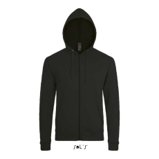 SOL'S unisex cipzáras kapucnis pulóver SO01714, Black-S
