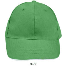 SOL'S vastag 6 paneles pamut baseball sapka SO88100, Kelly Green/White-U