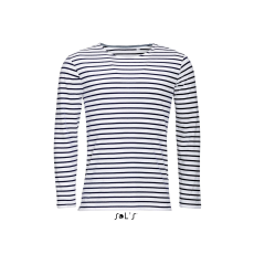 SOL'S Marine Men - hosszú ujjú csíkos póló (white/navy, XL)