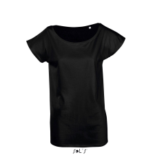 SOL'S Marylin - női rövid ujjú hosszú kimonó póló (deep black, M) munkaruha