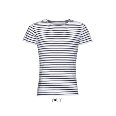 SOL'S Miles Men - környakú csíkos póló (white/navy, 2XL)