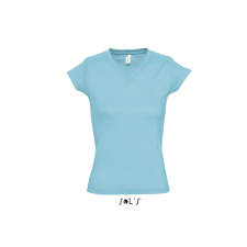 SOL'S Moon - női v-nyakú póló (atoll blue, 3XL) munkaruha