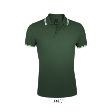 SOL'S Pasadena Men - galléros póló (forest green/white, M) munkaruha