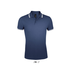 SOL'S Pasadena Men - galléros póló (french navy/neon orange, 3XL)