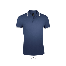 SOL'S Pasadena Men - galléros póló (french navy/white, 3XL) munkaruha