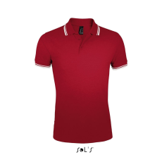 SOL'S Pasadena Men - galléros póló (piros/fehér, 3XL)