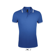 SOL'S Pasadena Men - galléros póló (royal blue/white, XL) munkaruha