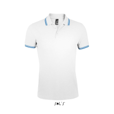 SOL'S Pasadena Men - galléros póló (white/navy, M)
