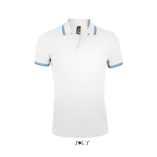 SOL'S Pasadena Men - galléros póló (white/navy, S) munkaruha