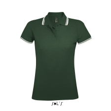 SOL'S Pasadena Women - galléros póló (forest green/white, M) munkaruha