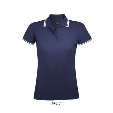 SOL'S Pasadena Women - galléros póló (french navy/white, S) munkaruha