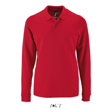 SOL'S Perfect LSL Men - hosszú ujjú piké galléros póló (red, 3XL)