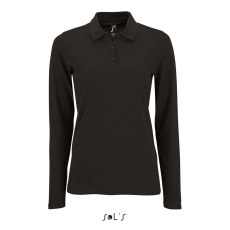 SOL'S Perfect LSL Women - hosszú ujjú piké galléros póló (black, 2XL)