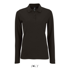 SOL'S Perfect LSL Women - hosszú ujjú piké galléros póló (black, L) munkaruha