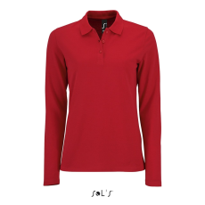 SOL'S Perfect LSL Women - hosszú ujjú piké galléros póló (red, XL)