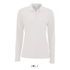 SOL'S Perfect LSL Women - hosszú ujjú piké galléros póló (white, L) munkaruha