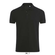 SOL'S Phoenix Men - gyapjú-elasztán galléros póló (black, S) munkaruha