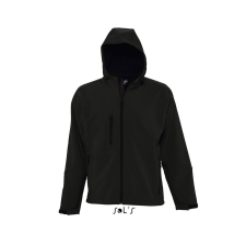 SOL'S Replay Men - kapucnis softshell dzseki (black, 2XL) munkaruha