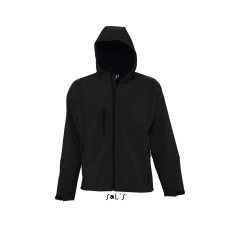 SOL'S Replay Men - kapucnis softshell dzseki (black, M)