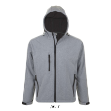 SOL'S Replay Men - kapucnis softshell dzseki (grey melange, L) munkaruha