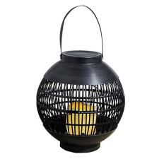 Solar lámpa, LED, rattan, felakasztható, fekete, 23 cm kültéri világítás