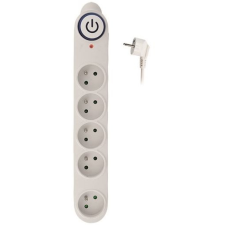 SOLIGHT túlfeszültségvédő, 150J, 5 aljzat, 1.5m, fehér kábel és adapter