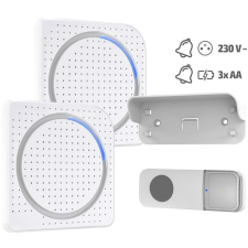 SOLIGHT vezeték nélküli, fehér, learning code, 2× vevőegységgel (hálózati aljzatba, elemes) csengő
