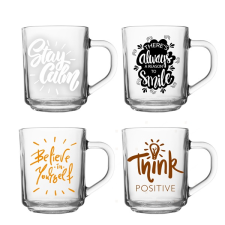 SOLMAZER IRIS mintás üveg bögre 246ml, négyféle mintával 131563-007 (131563-007) bögrék, csészék