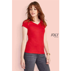 SOLS Póló Sols Moon női v-nyakú női (100%pamut 150g/m2) deep black, XL