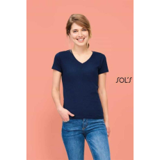 SOLS Póló Sols v-nyakú női rövid ujjú női (100%pamut 190g/m2) french navy, L