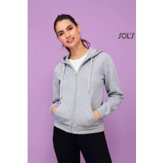 SOLS Pulóver Sols női kapucnis cippzáras női, grey melange, XL