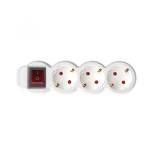 Somogyi 3-as elosztó kapcsolóval, 1,5m, fehér hosszabbító, elosztó