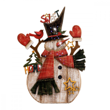 Somogyi Elektronic Optikai szálas, LED-es, színes fa hóember, asztali dísz karácsonyi dekoráció