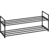 Songmics 2 szintes cipőtartó állvány, fém tárolópolc, 8–10 pár cipőhöz, 30 x 92 x 34 cm, fekete
